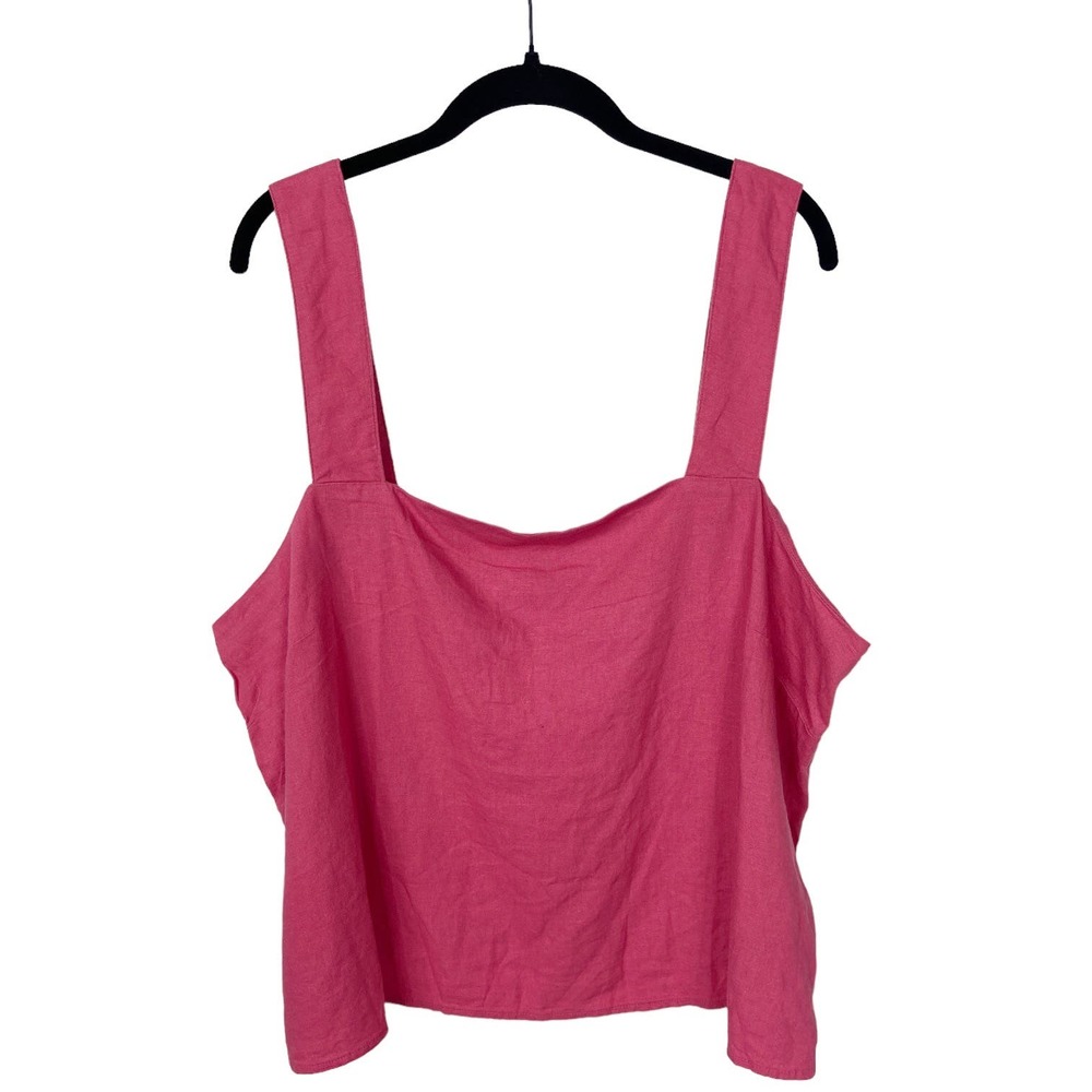 Banana Republic Linen Blend Tank Top Sleeveless Blouse Pink Wide Strap Womens XL